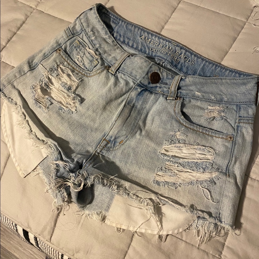 AE High Waisted Distressed Shorts